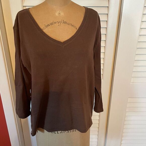 CHICO’S DESIGN | brown v neck long sleeve size 2 or M - Picture 1 of 6